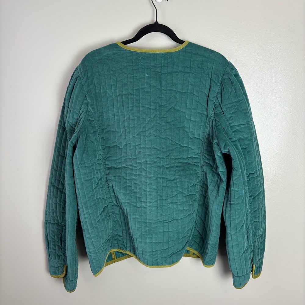 NEW Free People Natalia Teal Green Quilted Velvet Jacket Size XL - Picture 6 of 14